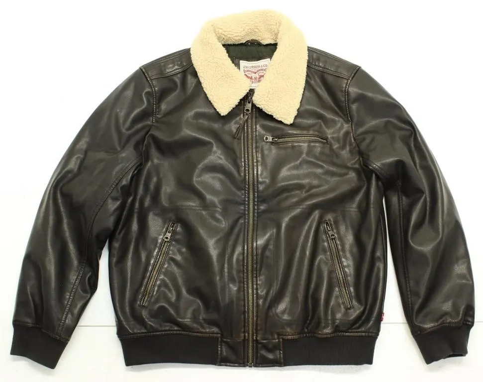 LEVI'S MEN'S FAUX LEATHER LINED BOMBER JACKET XL