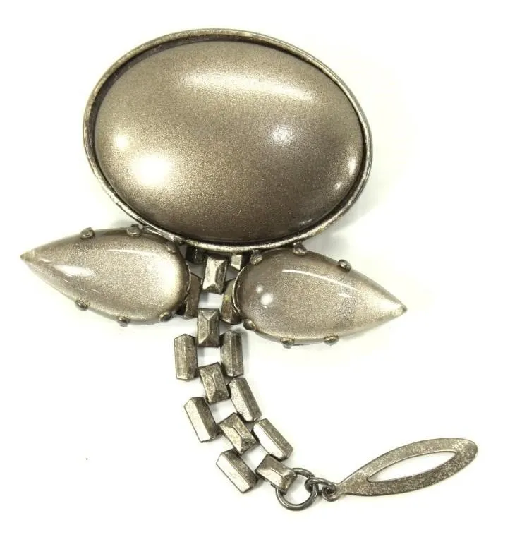 METAL ARTICULATED TAIL MINIMALIST DRAGON BROOCH 4"