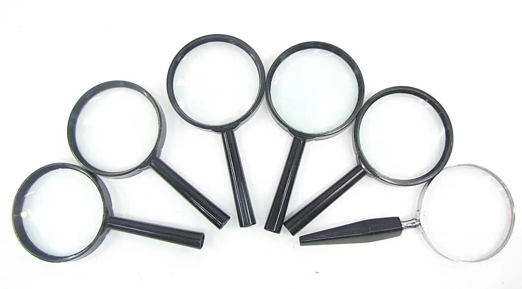 6 ASSTD HANDHELD MAGNIFYING GLASSES
