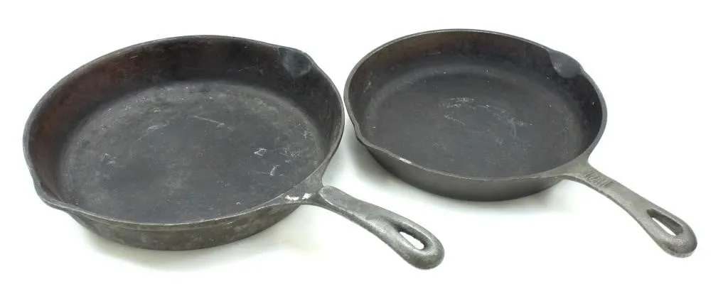 WAGNER "1891" & BENJAMIN MEDWIN CAST IRON SKILLETS