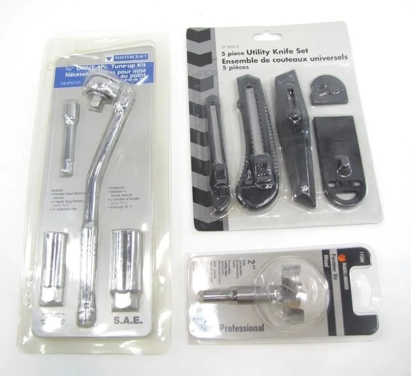 4PC TUNE UP KIT, UTILITY KNIFE SET, FORSTNER BIT