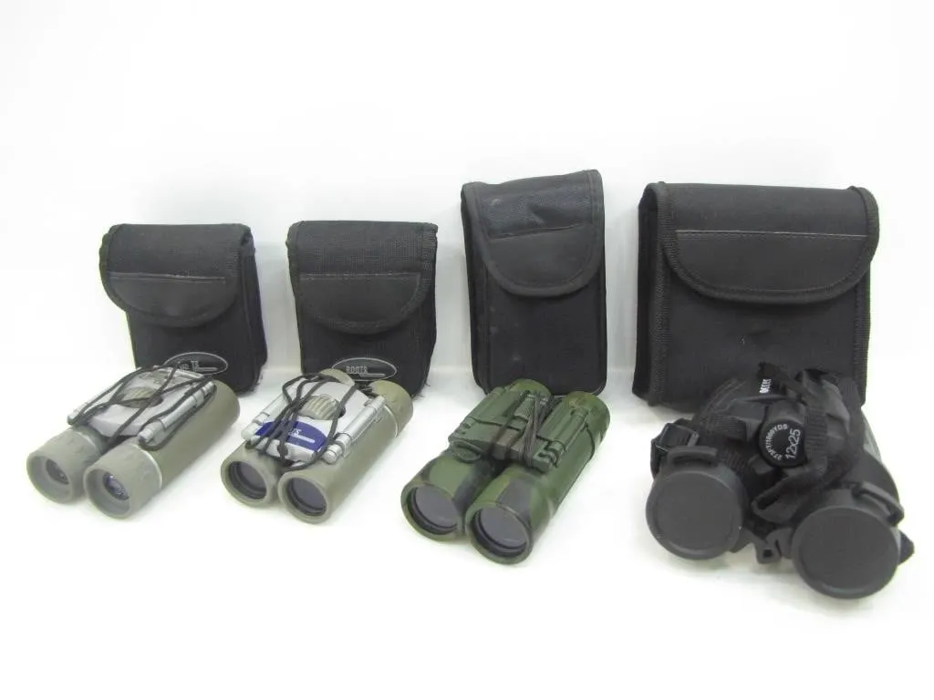 4 ASSTD. PORTABLE BINOCULARS W/ ORIGINAL POUCHES