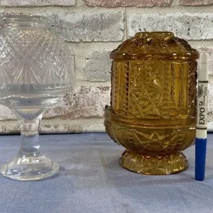 BOX LOT:  2  CUT GLASS CANDLE HOLDERS
