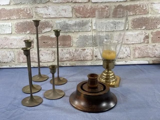 ASSORTMENT OF CANDLEHOLDERS -5 LEONARD SILVER