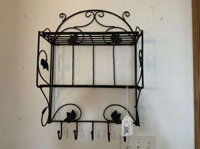 (2 PCS) SMALL WIRE WALL SHELVES WITH HOOKS