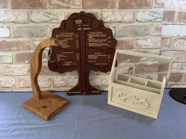 (3 PCS) WOODEN KITCHEN ITEMS: BANANA STAND,