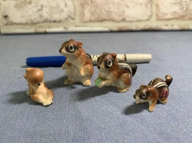 BAGGED LOT: 4 PCS- VINTAGE MINIATURE CHIPMUNK