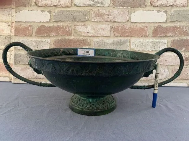 VINTAGE BRONZE PATINA'D PEDESTAL CENTERPIECE
