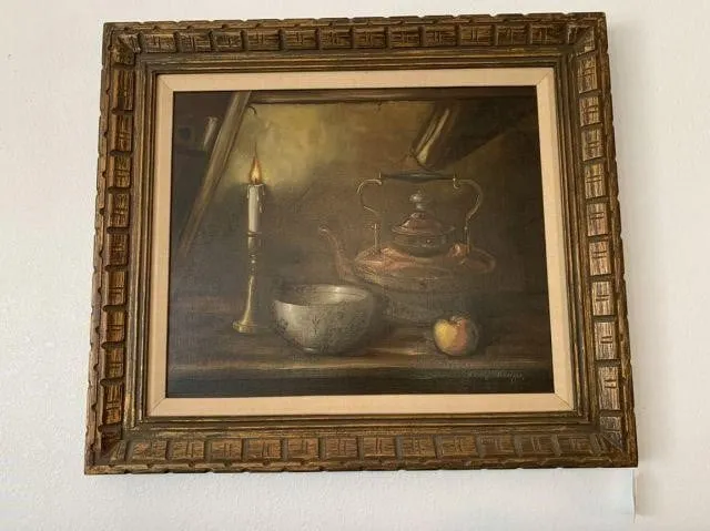 VINTAGE FRAMED STILL LIFE OIL PAINTING, 33" X 28"