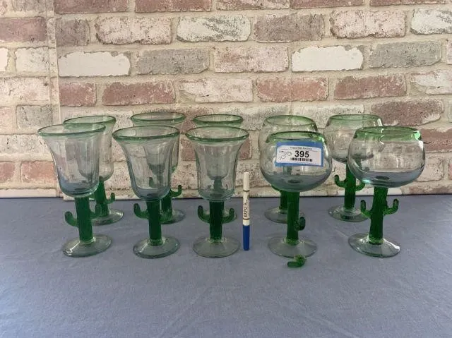 (10 PCS) HAND-BLOWN CACTUS STEM MARGARITA
