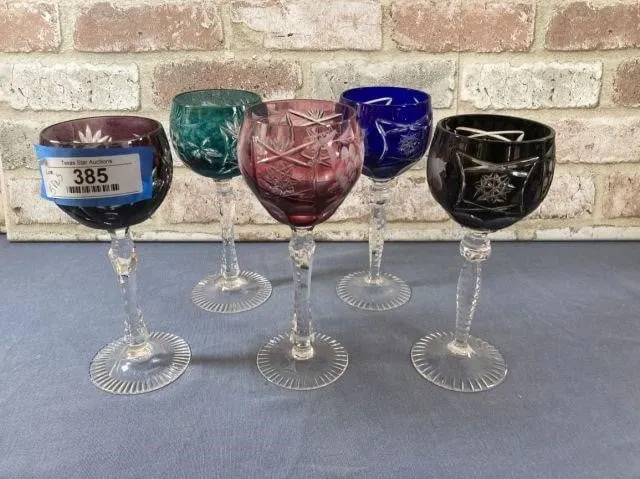(5 PCS) ASSORTED COLOR CUT TO CLEAR FOOTED