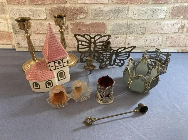 (4 BOXES) LARGE SELECTION OF CANDLEHOLDERS,