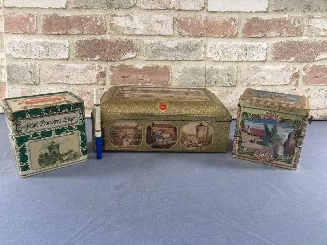 (3 PCS) VINTAGE LITHOGRAPHED TIN BOXES FROM