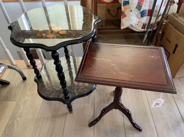 (2 PCS) SMALL OCCASIONAL TABLES; ONE WITH A
