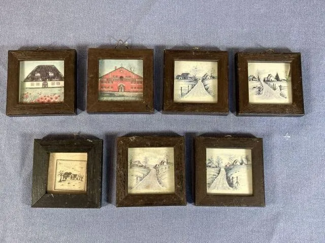 BOX LOT OF 7 ASSORTED SMALL FRAMED PRINTS