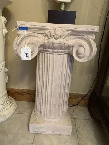 CLASSICAL WHITE PLASTER HALF-COLUMN PEDESTAL