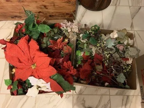 2 BOXES OF ASSORTED CHRISTMAS FLORALS