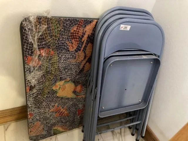 5 PC CARD TABLE SET: TABLE & 4 CHAIRS