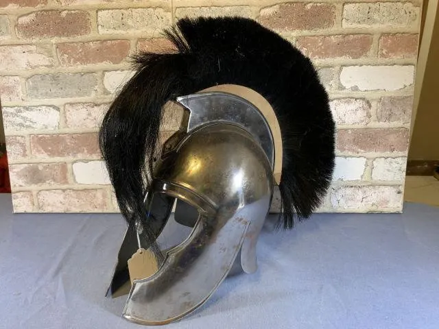 REPLICA OF ANCIENT GREEK CORINTHIAN HELMET; USED