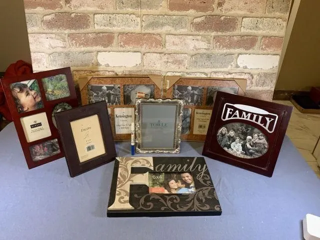 BOX OF ASSORTED PICTURE FRAMES- SOME NEW