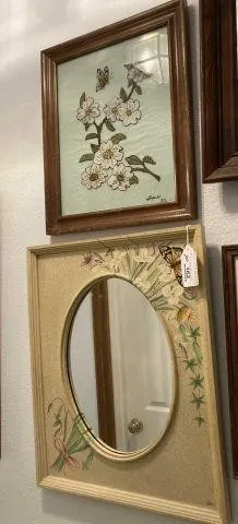 (2 PCS) FRAMED FLORAL REVERSE PAINTED GLASS &