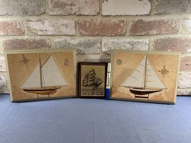 (3 PCS) SAILBOAT WALL ART