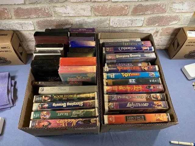 2 BOXES OF ASSORTED DISNEY & OTHER VHS TAPES