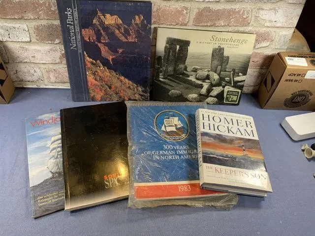 BOX LOT OF ASSORTED BOOKS- TRAVEL, NOVELS & MORE