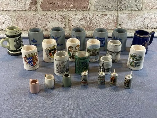 ASSORTMENT OF MINIATURE STEINS, CUPS & MORE, 23