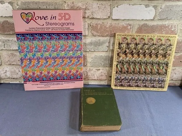 (3 PCS) 2- 5-D STEREOGRAMS HARDBACK BOOKS &