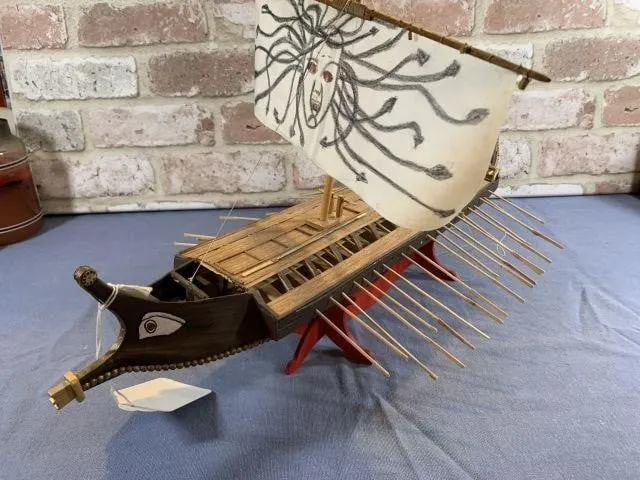 HANDMADE MODEL OF AN ANCIENT GREEK WAR GALLEY