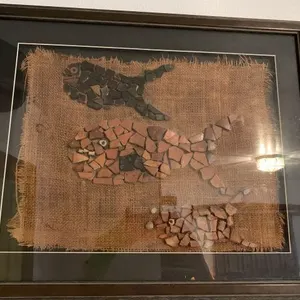 FRAMED & MATTED ARTWORK - MOSAIC FISH WITH STONES