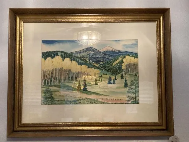 FRAMED & MATTED LANDSCAPE PAINTING UNDER GLASS