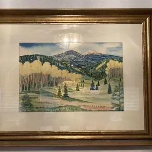FRAMED & MATTED LANDSCAPE PAINTING UNDER GLASS
