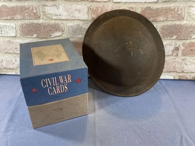 (2 PCS) WWII MILITARY HELMET & CIVIL WAR CARDS BOX