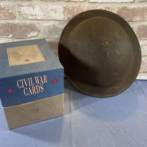 (2 PCS) WWII MILITARY HELMET & CIVIL WAR CARDS BOX