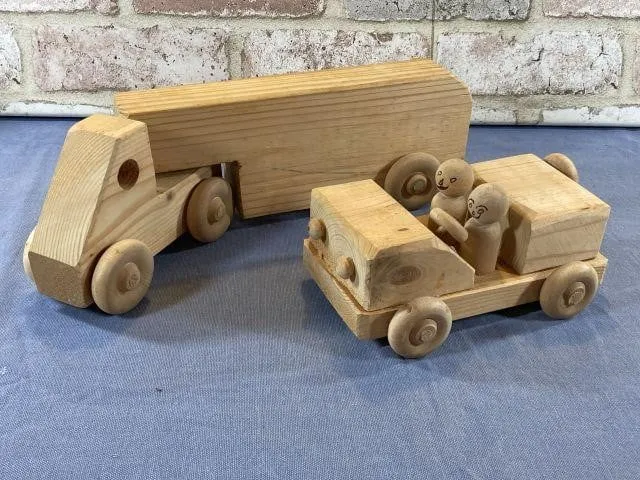 BOX LOT: WOOD TOY CAR & TRUCK