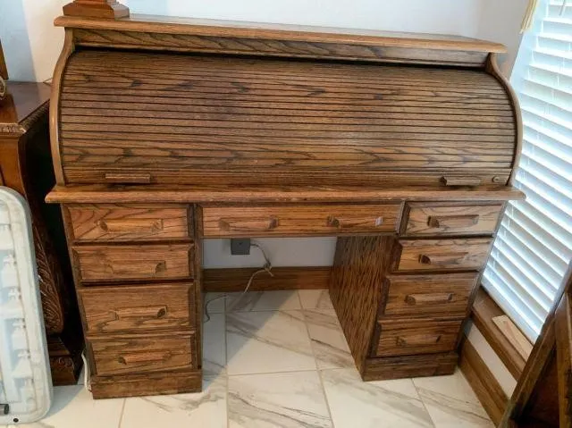 ROLL-TOP DESK & ROLLING OFFICE CHAIR