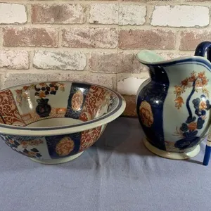 2 PCS: ANTIQUE VICTORIA WARE IRONSTONE PITCHER