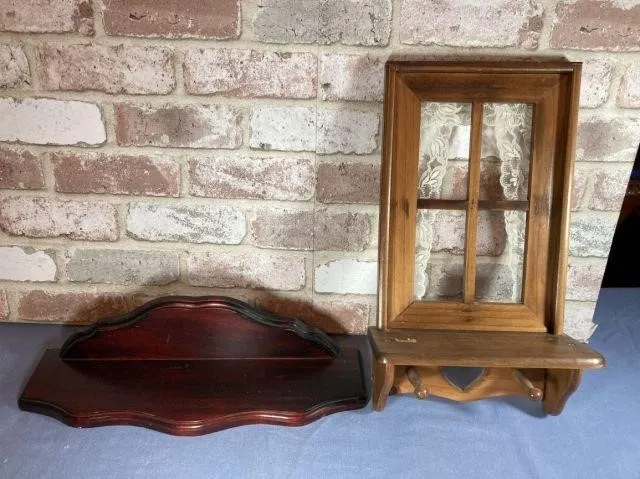 2 SMALL WALL SHELVES- ONE LOOKS LIKE A WINDOW