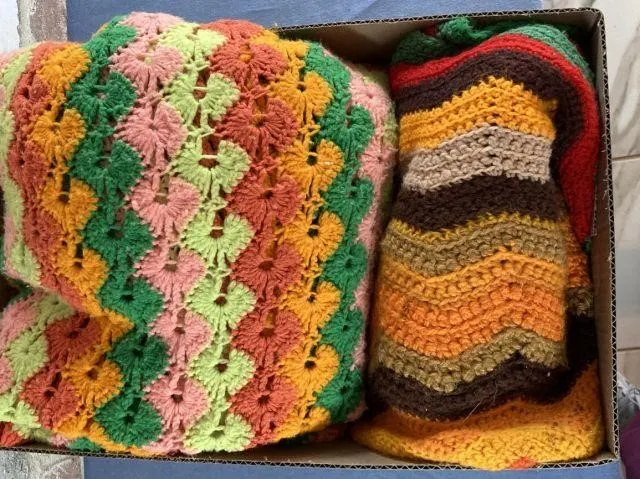 (2 PCS) HAND-CROCHETED "GRANNY CHIC) MULTI-COLOR