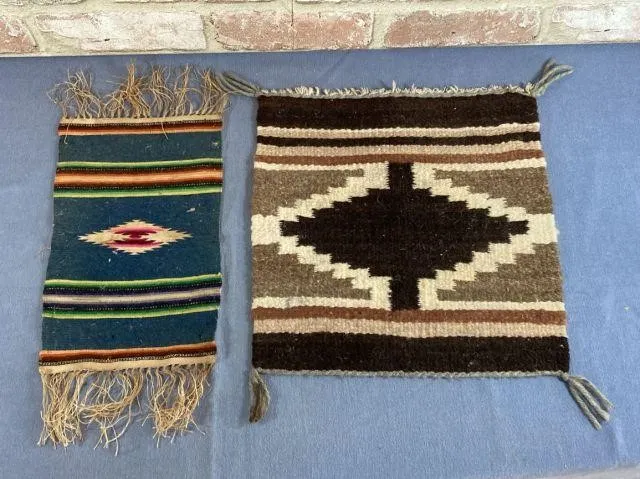 2 WOVEN SOUTHWESTERN STYLE WOOL MINI-RUGS /