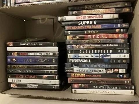 3 BOXES: ASSORTED DVD'S- TITLES AND PICTURED
