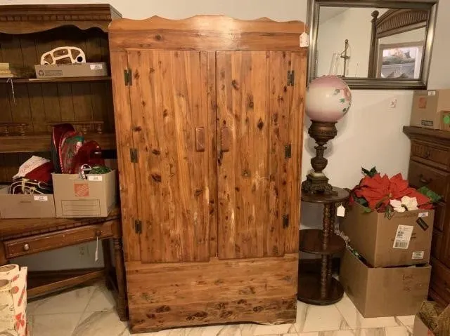 2 DOOR RUSTIC WARDROBE; 40" X 22" X 70"