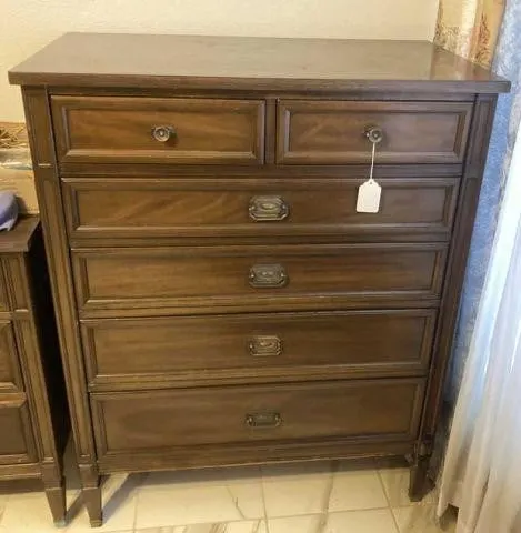 CHEST WITH 6 DRAWERS,DARK WOOD, EMPIRE STYLE