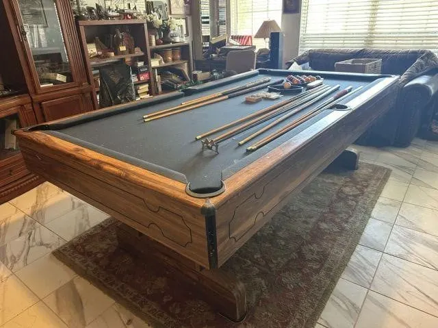 VINTAGE POOL TABLE; NO MAKER INFORMATION FOUND;