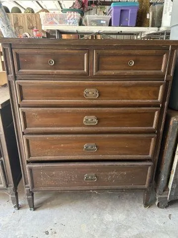 6 DRAWER CHEST; EMPIRE STYLE; 36" X 20" X 45"