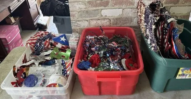 3 PLASTIC TUBS: LARGE SELECTION OF PATRIOTIC