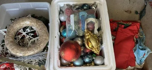 3 PLASTIC CONTAINERS OF ASSORTED CHRISTMAS
