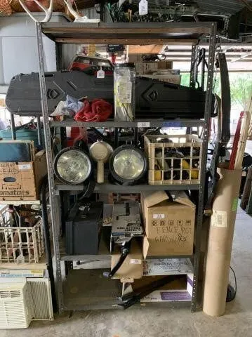 4 TIER METAL INDUSTRIAL SHOP OPEN SHELF UNIT;